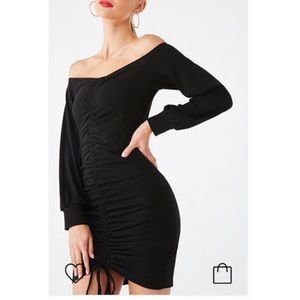 Forever 21 off-the-shoulder ruched sweater dress